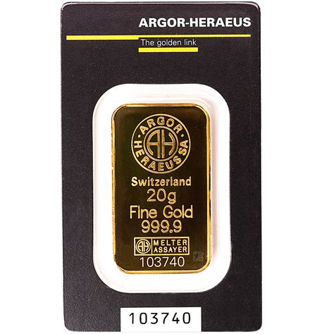 Argor Heraeus Gold Bar 20 G