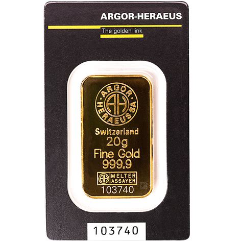 Buy Gram Argor Heraeus Swiss Gold Bullion Bar