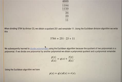 Solved 3.1 Euclidean Division of Polynomials We know | Chegg.com