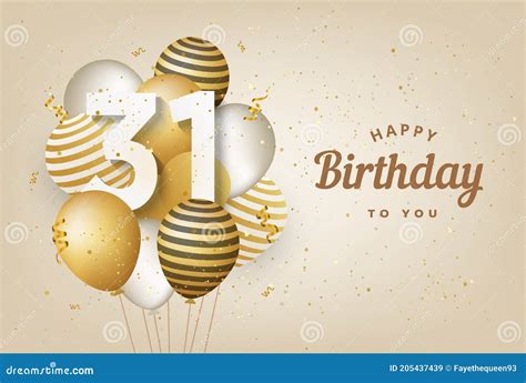 Happy 31th Birthday Balloons Greeting Card Black Background. 31 Years ...