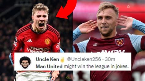 FOOTBALL FANS REACT TO MANCHESTER UNITED BEATING WEST HAM MAN UNITED