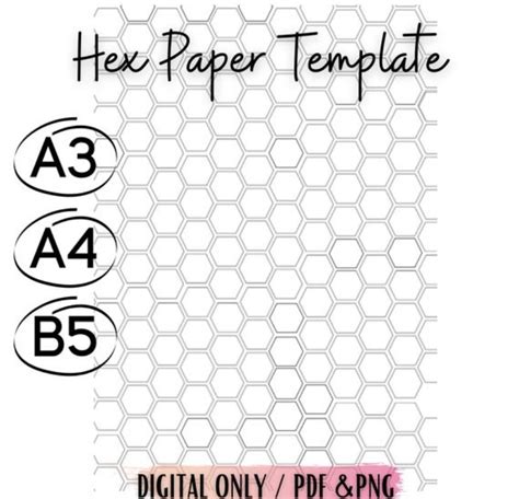 Printable Hex Paper Template A3 A4 B5 Hex Grid Paper Etsy Paper