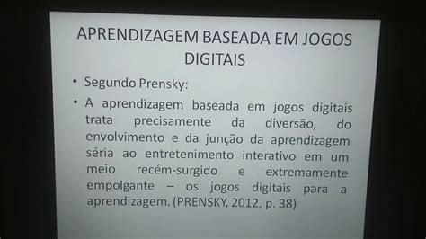 Aprendizagem Baseada Em Jogos Digitais Youtube