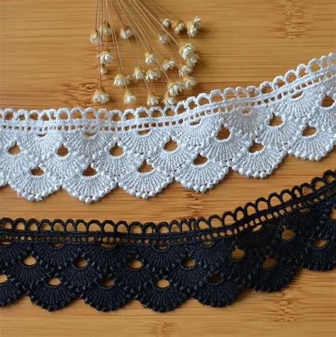 3 Meters 38cm Width Black White Polyester Wave Lace Trim For Sewing