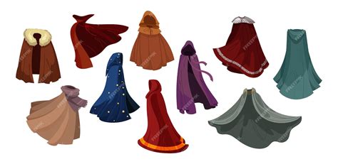 Free Vector Cloaks Of Magic Characters Set Vector Illustrations Of Clothes Flying On Wind