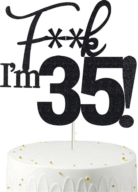 Amazon 35 Cake Toppers 35 Birthday Cake Toppers Black Glitter