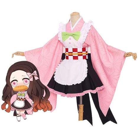 Anime Demon Slayer Kimetsu No Yaiba Nezuko Kamado Kimono Maid Outfit