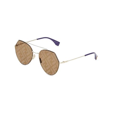 Fendi Eyeline Aviator Sunglasses Gold Brown Sunglasses Fendi Eyewear Avvenice