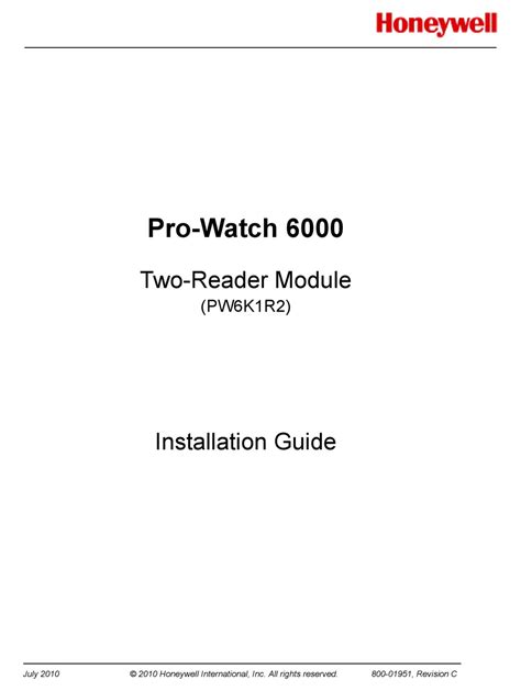 Honeywell Pro Watch 6000 Installation Manual Pdf Download Manualslib