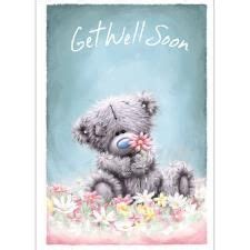 A Greeting Card With A Teddy Bear Holding A Flower In It S Mouth And