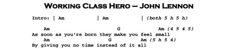 John Lennon Working Class Hero Guitar Lesson Tab Chords JGB