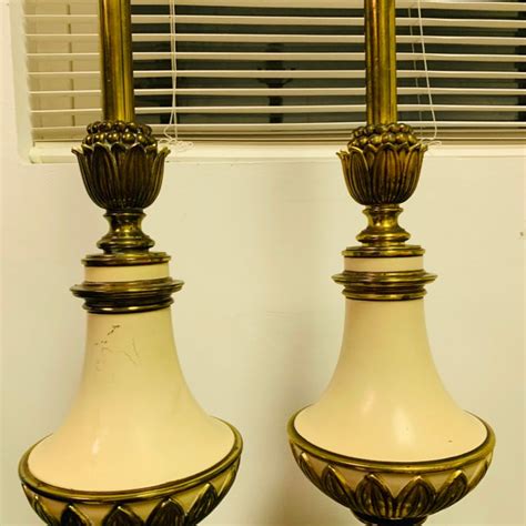 Vintage Stiffel Brass And Enamel Lamps A Pair Chairish