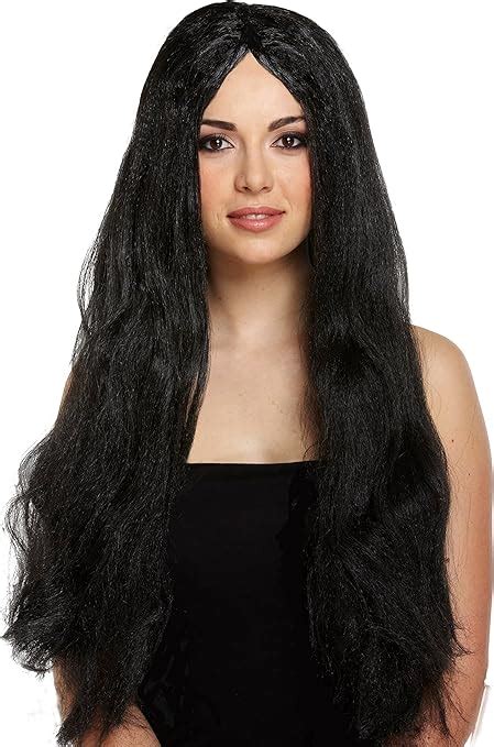 Adult Halloween Long Black Straight Witch Wig Fancy Dress Accessory 65cm Uk