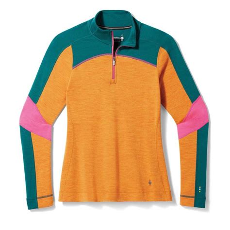 Smartwool Classic Thermal Merino Base Layer Colorblock 14 Zip Sous Vêtement Mérinos Femme