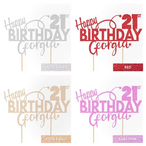 Personalised Happy Birthday Glitter Cake Topper By Cakeshop Etsy