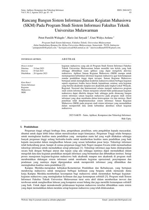 Pdf Rancang Bangun Sistem Informasi Satuan Kegiatan Mahasiswa Skm