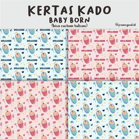 Jual Kertas Kado Baby Born Bisa Custom Tulisan Ukuran A Bayi