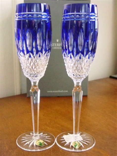 Waterford Crystal Clarendon Cobalt Blue Flutes Crystal Glassware Blue Glassware