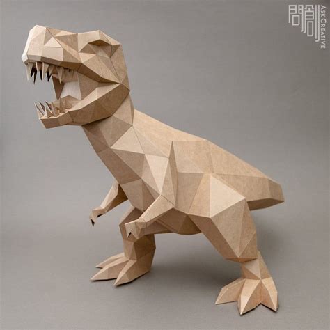 T Rex Paper Model Rex Paper Model Papercraft DIY Low Etsy Dinosaur