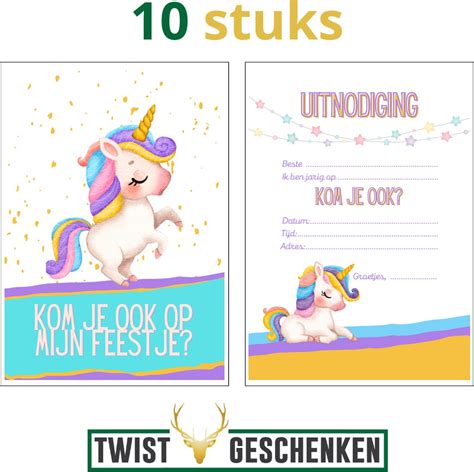 Uitnodigingen Kinderfeestje Unicorn Unicorn Stuks Uitnodigen