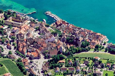 Luftaufnahme Meersburg Ortskern Am Uferbereich Des Bodensee In