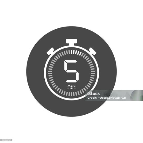 The 5 Minutes Stopwatch Vector Icon Digital Timer Clock And Watch Timer Countdown Symbol Stock