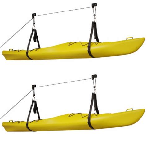 Rad Sportz Kayak Hoist Lift 2 Pack Black 125 Lb Capacity Ceiling Storage System 1 Unit Food 4