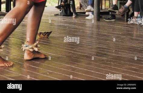 Zulu Lady Stomping Feet During Traditional Zulu Dance In Swaziland With