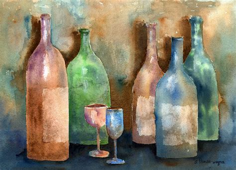 Bottles Painting by Arline Wagner