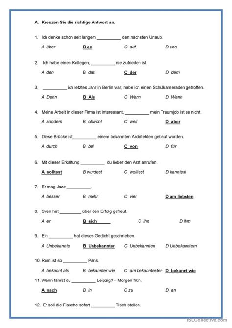 Sprachbausteine Deutsch Daf Arbeitsbl Tter Pdf Doc