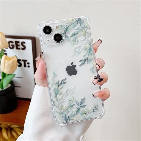 Raleavo Compatible With Iphone Inch Clear Floral Case Girly Soft