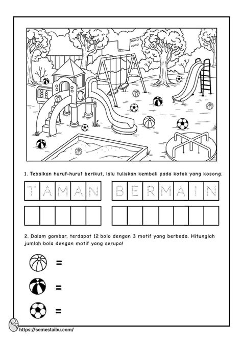 Tema Tempat Rekreasi Lembar Kerja Anak Tk Paud