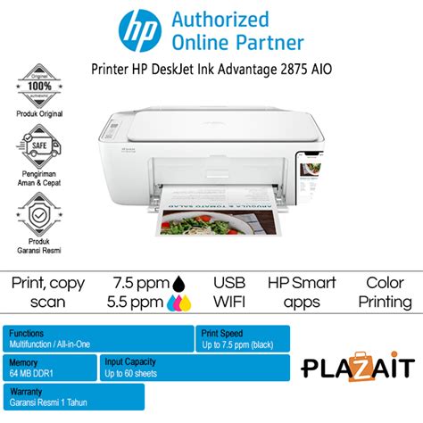 Printer Hp Deskjet Ink Advantage 2875 All In One Wireless Plaza It