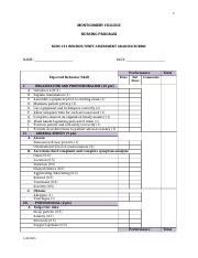 NURS 121 BEDSIDE SHIFT Assessment Rubric 1 Docx 1 MONTGOMERY COLLEGE