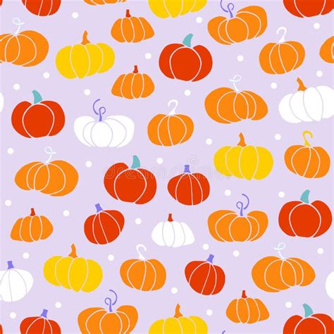 Doodle Pumpkin Seamless Pattern Hand Drawn Vegetables Stock Vector