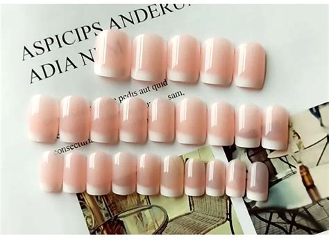 Set Natural Nude White French Nail Tips Full Cover Uv Gel Press On