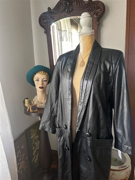 1990s Black Leather Jacket 90s Black Leather Coat V Gem