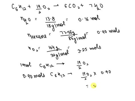 Solved Liquid Hexane Ch Ch Ch Reacts With Gaseous Oxygen Gas O To