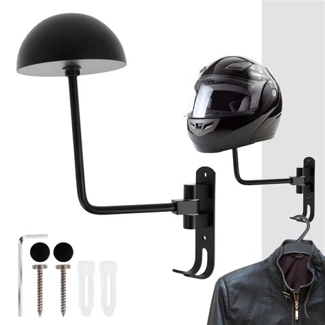 Helmet Holder Wall Mounted 180 Rotation Helmet Hanger Stainless Steel Wall Helmet Stand