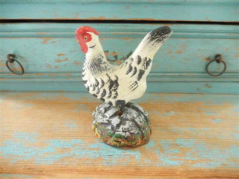 Vintage Antique German Chicken Spring Legs Nodder Bisque Hen Or Rooster