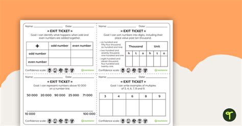 Year 4 Numeracy Exit Tickets Worksheets Teach Starter