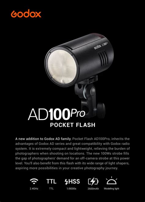 Godox Ad100pro Pocket Flash Light Godox Ad100 Pro Outdoor Studio Flash