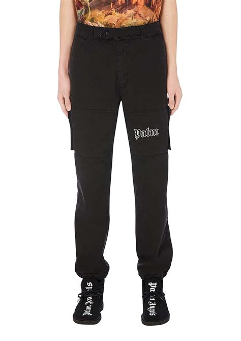 LOGO CARGO PANTS in black - Palm Angels® Official