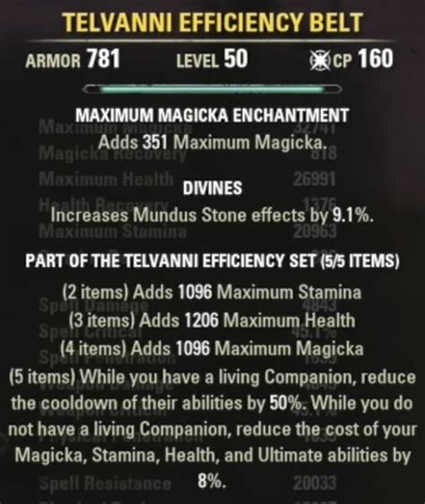 ESO Telvanni Efficiency Set Best Companion Build Deltia S Gaming