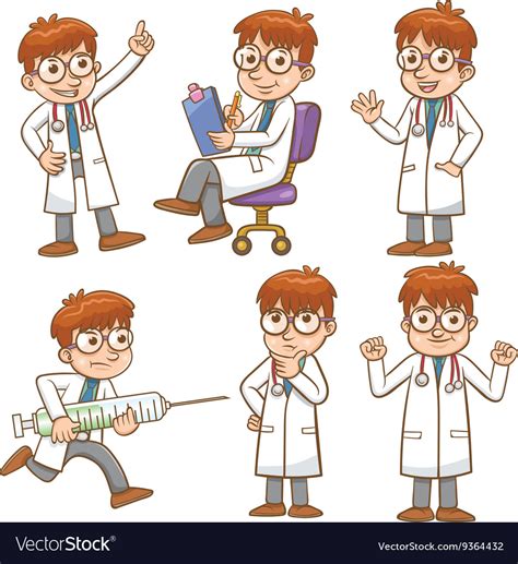 Doctor Cartoon Character Set Royalty Free Vector Image