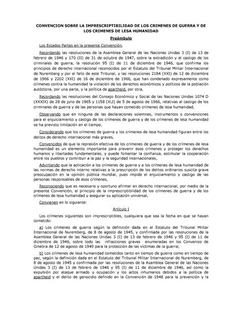 Convencion LESA Humanidad CONVENCION SOBRE LA IMPRESCRIPTIBILIDAD DE
