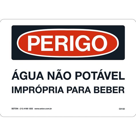 Placa De Perigo Água Não Potável Imprópria Para Beber