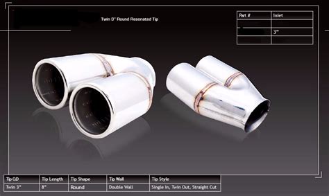 MUFFLER CHROME TIP TWIN 3 Tips Redline Performance