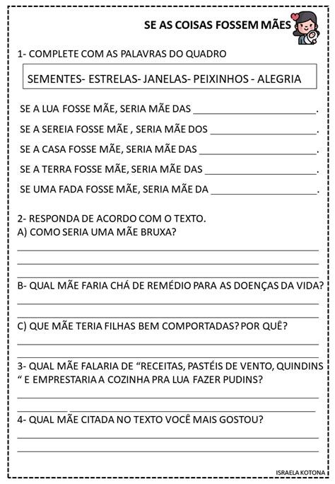 Atividades Se As Coisas Fossem Mães - ISRAELA KOTONA: Atividades se as coisas fossem Mães - Sylvia Orthof