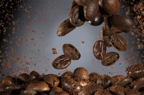 Roasted Coffee Beans Falling Down Stock Photo Image Of Energy